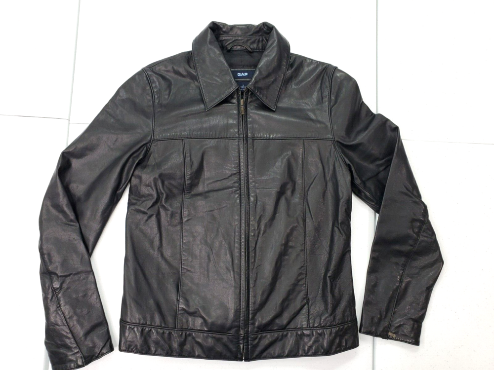 Gap Used Women S Genuine Soft Black Leather Collared Classic Jacket